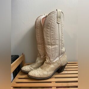 Vintage Cream and Black Cowboy Boots